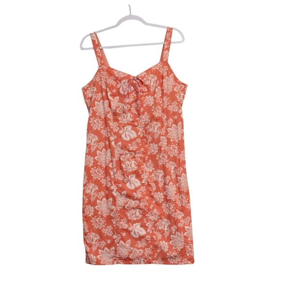 Y2K Dress Size 12 Floral Tropical Beach Hawaiian Resortwear Retro Lace Up Cotton - Picture 1 of 11